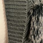 Charming Charlie Sweater Cable Knit Acrylic Faux Fur Fringe Crochet Cardigan Womens M Boho Office Photo 9