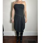 y2k Vintage Strapless Black Asymmetric Mini Dress Size Medium Photo 1