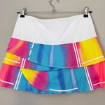 lucky in love Tiered Athletic Pull On Skort White Rainbow Print Large Photo 4