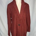 Rachel Zoe - Boiled Wool Coat Sz M Burnt Orange Collared Soft Open Long Sleeve Photo 1