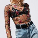 Kimchi Blue Long Sleeve Floral Mesh Top Photo 0