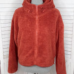 PINK - Victoria's Secret Pink Victoria’s Secret Funnel Neck Cropped Teddy Hoodie Jacket Rust Orange Small Photo 0