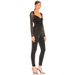 NBD NWT  Revolve Black Shimmer Sienna Catsuit Jumpsuit Sheer‎ Sleeves Ruched, S Photo 7