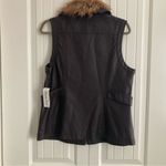 NWT OSO Casuals Vest L Faux Leather Detachable Faux Fur Collar Brown Size L Photo 8