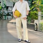 Uniqlo Cotton Wide Pants Beige Jeans NWT Photo 7