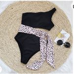 Amazon black one shoulder cut out one piece bathing suit Photo 0