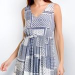 Johnny Was  100% Silk blue off white dress NEW Photo 4