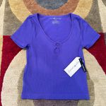 Eye Candy NWT  Purple Short Sleeve Ribbed Seamless Crop Top Size Small / Medium Photo 0