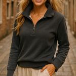 Lauren Ralph Lauren Charcoal Sweatshirt Pullover Collar 1/4 Zip XL Buttery Soft Gray Photo 0