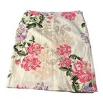 Women's Ann Taylor Outlet Ivory Skirt Pink Florals Size 10 EUC #7748 White Photo 0