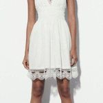 ZARA crochet lace mini dress white boho wedding flared strappy Photo 2