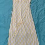 Vylette Yellow Checkered Midi Dress Size M Photo 0