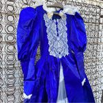 Vintage Victorian Shakespeare Style blue sateen and lace puff sleeve dress Size XS Photo 4