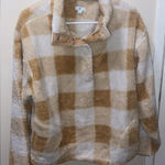 dip Tan and Cream Plaid Teddy Jacket size L Size L Photo 0