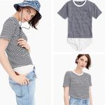 J.Crew  Navy and White Striped pocket Short Sleeve bodysuit,size S Photo 2