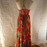 Free People Red and Blue Smocked Maxi Sundress Photo 6