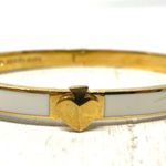 Kate Spade gold tone and white enamel hinged bangle bracelet Photo 0