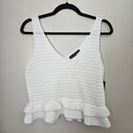 Almost Famous Tank Top Sweater Knit White Ivory Ruffle Casual Neutral Crochet Photo 8