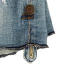 Eunina Blue Denim Cotton High Rise Front Button Closure Raw Hem Jeans L #1042 Photo 4