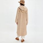 Free People  FP One Longline Waffle Knit Landon Jacket Trench Coat in Sand XL NWT Photo 14