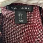 Tahari  Layered Look Flannel Sweater M Red Plaid Long Sleeve Collar Keyhole Back Photo 5