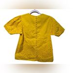 Jude Connally Eyelet Button Back Short Sleeve Top Size Small Yellow Laser Cut Photo 4