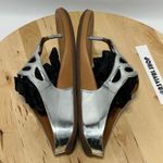 FitFlop  Bumble Silver Mirror Leather Toe Post Slip On Wedge Sandals- Size 7 & 38 Photo 7