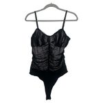 Lulu’s polka dot smocked mesh ruffled black Y2K bodysuit size L‎ Size L Photo 3