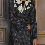 NWT Doen Iveline Dress in Fleur du Palais Long Sleeve Floral Size XXL Black Photo 0