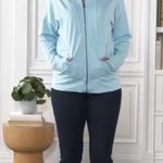 Seed To Style Organic Cotton Print or Solid French Terry Zip-Up Hoodie Aqua 1X Photo 7