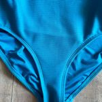 Kona Sol  Teal Ribbed Square Neck Classic One Piece Swimsuit Size Medium Photo 3