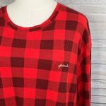 PINK - Victoria's Secret  Plaid Pajama Top Long Sleeves Red/Burgundy-XL Photo 1