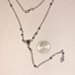 Silver Tone & Black Y Drop Pendant Boho Necklace Photo 2
