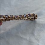 Vintage Designer 925 Sterling Silver Gold Tone Purple Sapphire Tennis Bracelet Photo 2