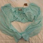 AQUA  Cropped Long Sleeve Top Tie Photo 1