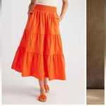 Quince  100% Organic Cotton Poplin Tiered Maxi Skirt | XS | Vermillion Red Photo 1