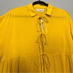 Urban Outfitters NWT  Claudia Crinkle Tie-Front Babydoll Top Yellow Women’s M Photo 3