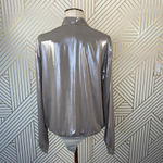 Michelle Mason  Metallic Draped Lame Thong Bodysuit Silver XS Party‎ Night Out Photo 7