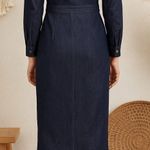 ZARA  The Minimal Denim Zip Up Midi Dress in Blue Photo 1