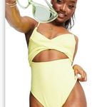 River Island wrap front swimsuit in pale yellow Size M NWT Photo 2