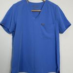 FIGS Catarina Scrub Top Blue Short Sleeve V-Neck Pocket Size Large Photo 0