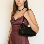 Liz Claiborne  Black Croc-Embossed Shoulder Bag – Vintage Y2K Photo 0