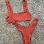 Aerie  ruched textured maroon burgundy bikini small/medium Photo 1