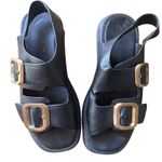 Tod's  Gomma Buckle Leather Platform Sandals Black sz 39 (US 9) Photo 3