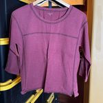 Garnet Hill Embroidered Organic Cotton Boxy Top Burgundy 3/4 Sleeve Size Small Photo 4