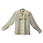 Vintage Nicola Lace Collar Blouse Made in Korea Size 4 Romantic Elegant White Photo 4