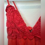 Free People  NWT Lovey Maxi Dress Red Crochet Cotton Size M Photo 6