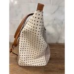 Fossil  Emma Tote Beige White Heart Print Leather Trim Key Charm Laptop Bag Purse Photo 8