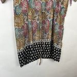 Tolani Women Size Small 100% Silk Bohemian Peasant Paisley Mini Dress V-Neck Photo 2