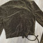 Wild Fable Women's Gold Sparkle Long Sleeve Ruched Cropped Shirt - Small - NWT Photo 6